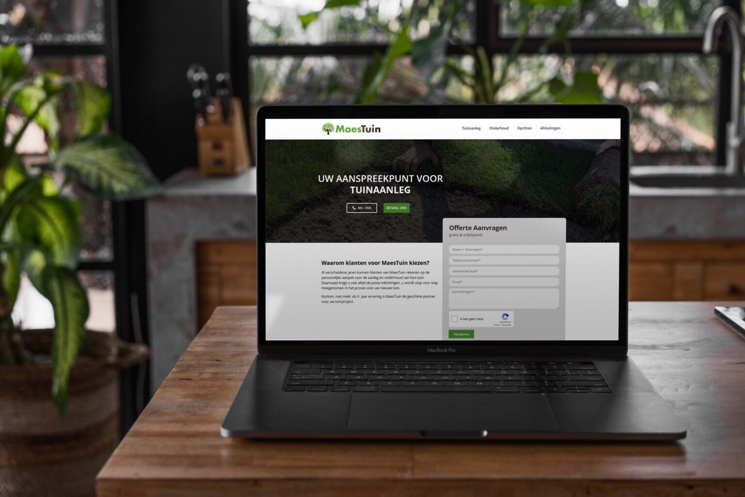 Website van Maestuin, ontworpen en gebouwd door Offlow