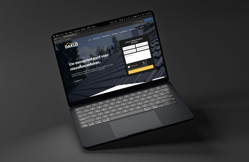 Website van Dakwerken Daklo, gemaakt door Offlow