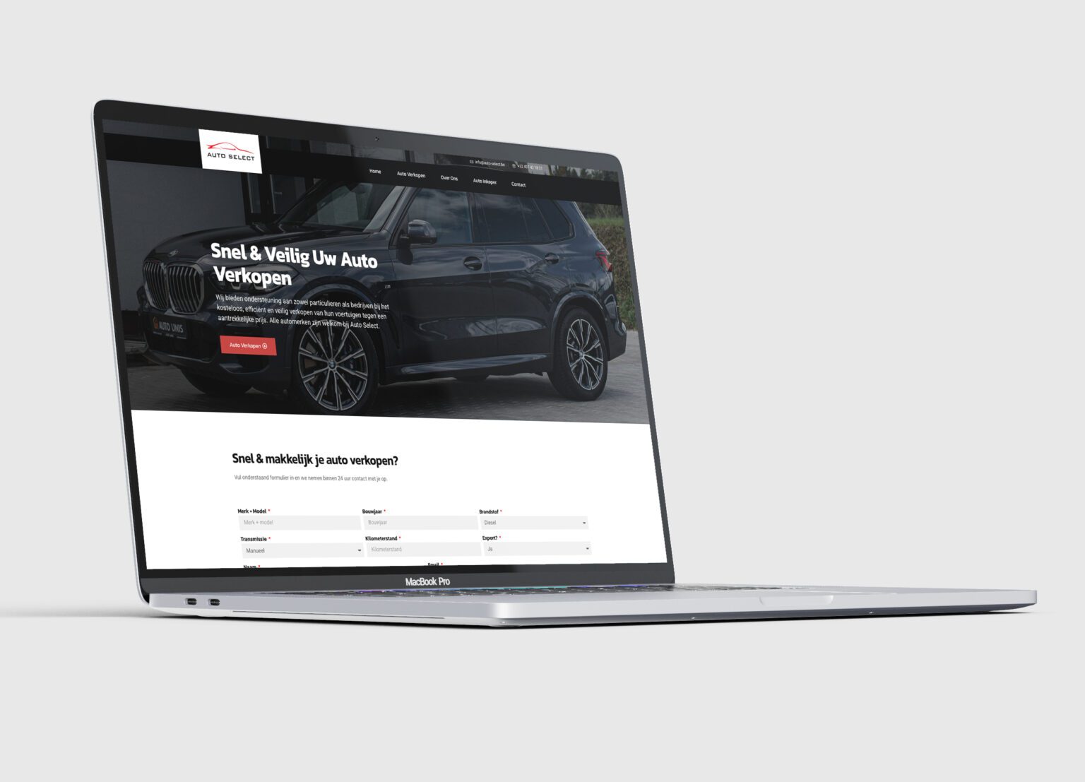 Website van Auto Select, ontworpen en gebouwd door Offlow
