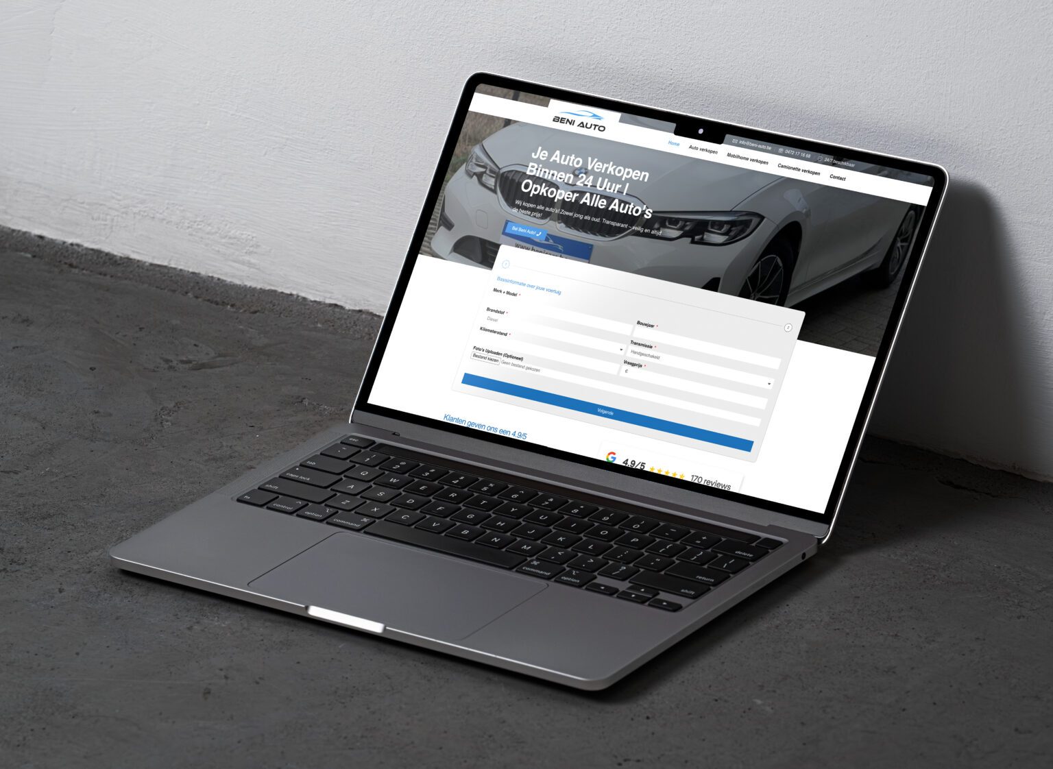 Website of Beni Auto, designed and built by Offlow