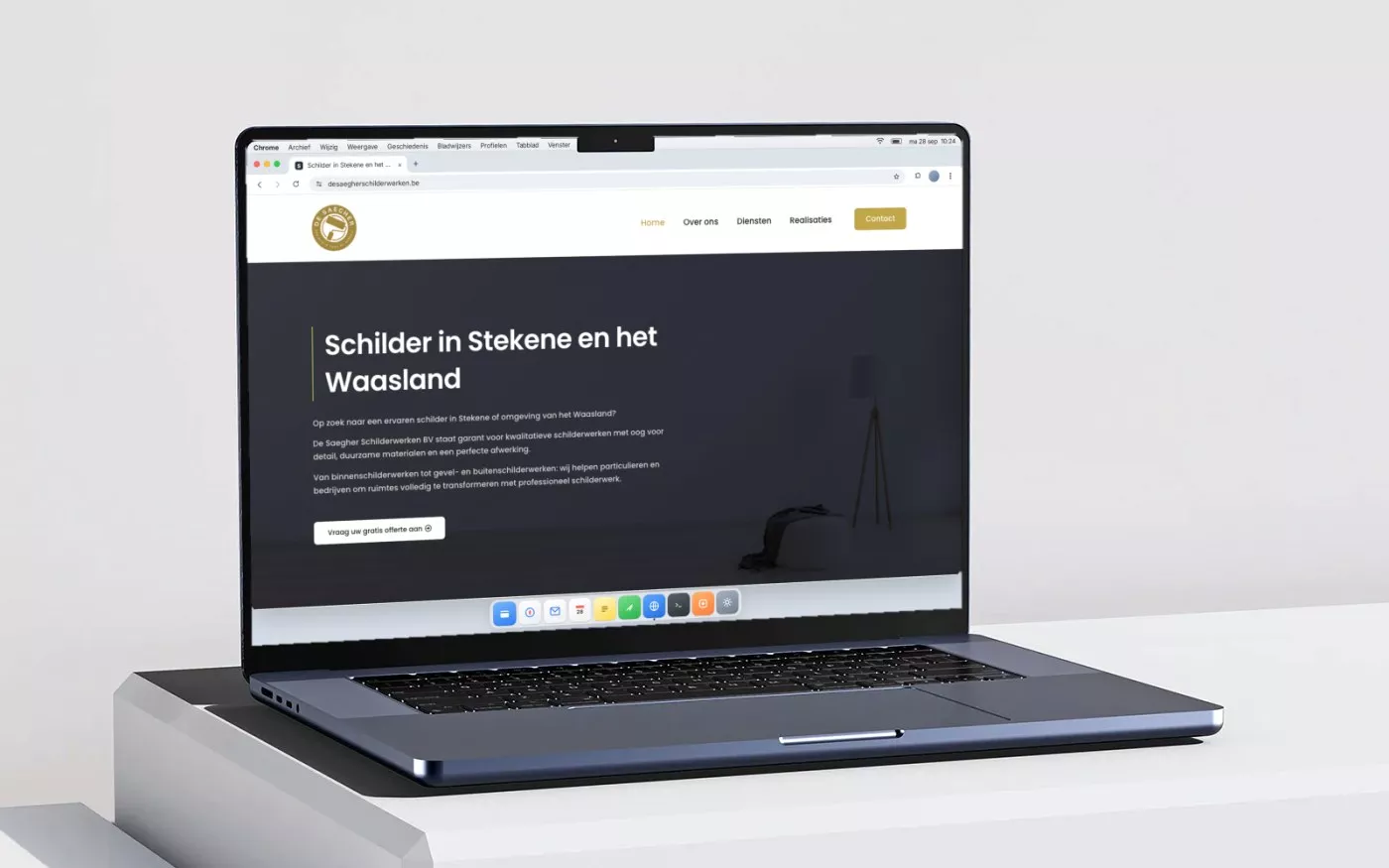 Website of De Saegher Schilderwerken on a MacBook, designed and built by Offlow