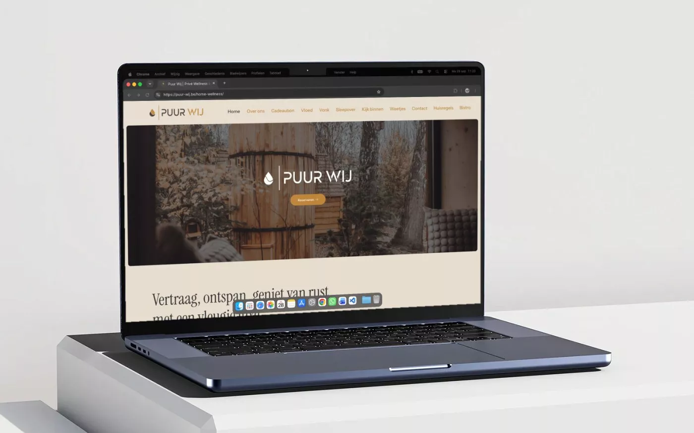 Website van Puur Wij op een MacBook, ontworpen en gebouwd door Offlow