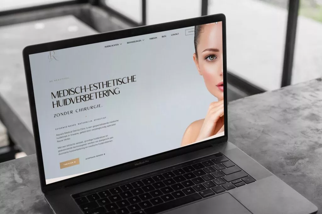 Raysa's Medical Derma Clinic website on a laptop