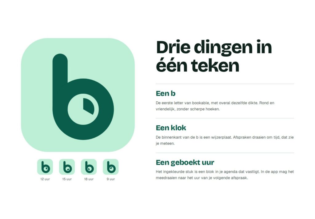Bookable app icon: a b with a clock inside