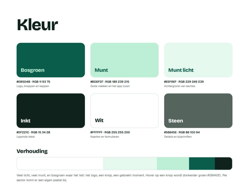 Colour palette of the Bookable brand