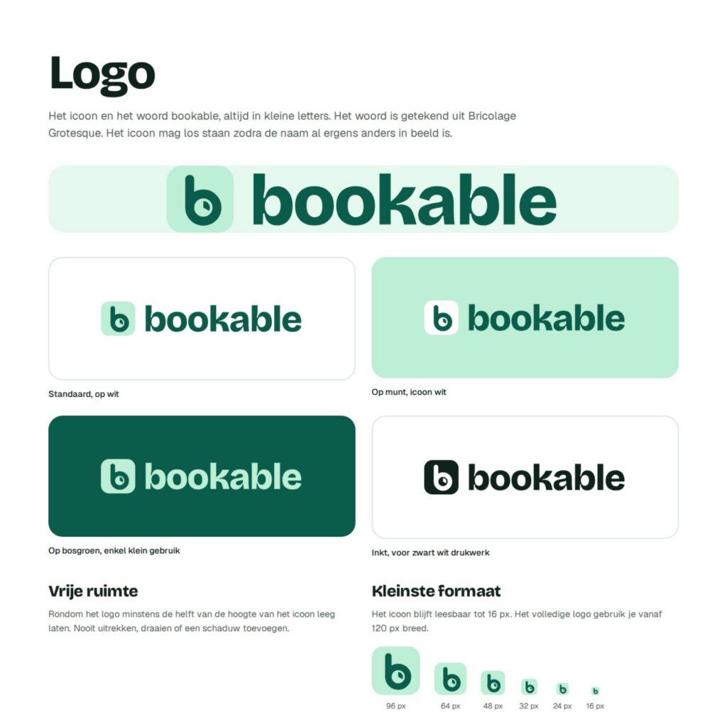 Bookable logo in different versions, designed by Offlow