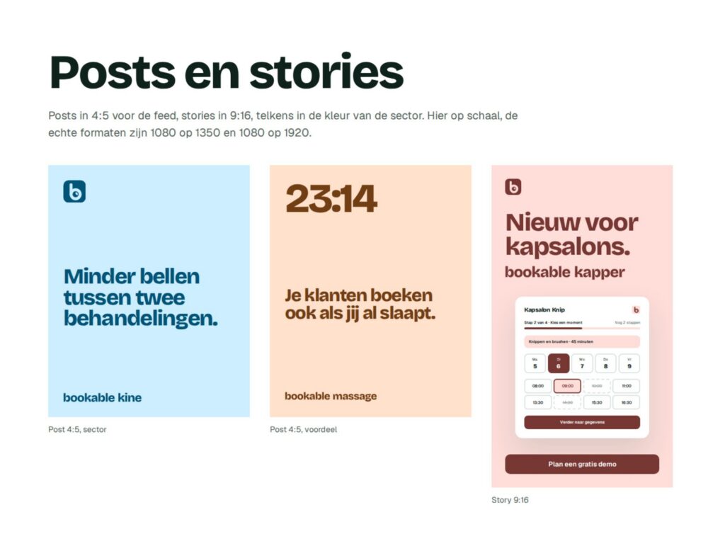 Instagram posts and stories for Bookable