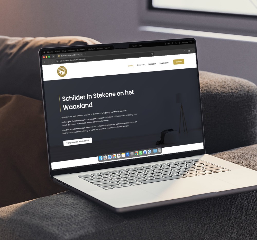 De Saegher Schilderwerken website on a MacBook, built by Offlow