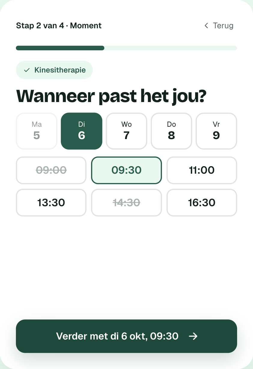 Step 2 of the Bookable booking form: choose a time